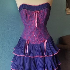 Purple Chiffon Lace Size 8 Betsey Johnson DRESS
